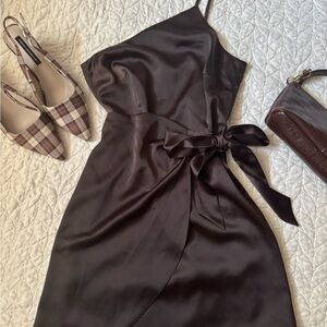 Elegant Brown Satin Dress
